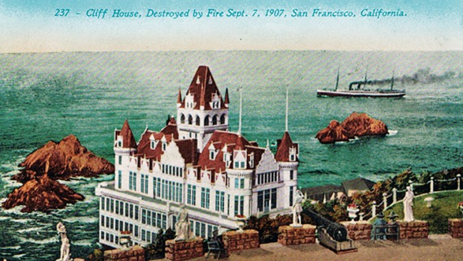 Postcard showing The Cliff House before it was destroyed by fire on Sept. 7, 1907 photo: wikimedia commons