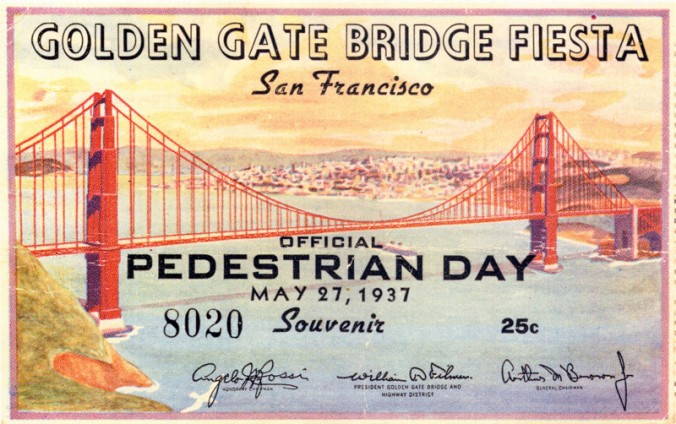 Pedestrian day pass from opening day (Photo: courtesy of the Golden Gate Bridge, Highway and Transportation District, www.goldengate.org)