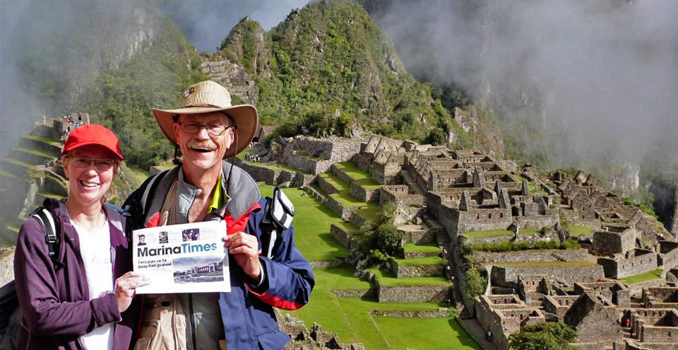 Terri Thornton and husband Jeffery Roloff brought along some good reading material for their visit to Machu Picchu    photo: courtesy terri thornton
