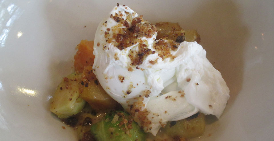 The flavorful Brussels sprouts hash at Peter Lowell's, Photo Credits: Bo Links