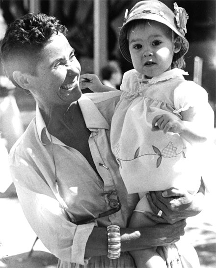 Laurel Lyons holds her namesake, goddaughter Laurel Beyl, at 5 months. photo: Tom Copi, courtesy Monterey Jazz Festival