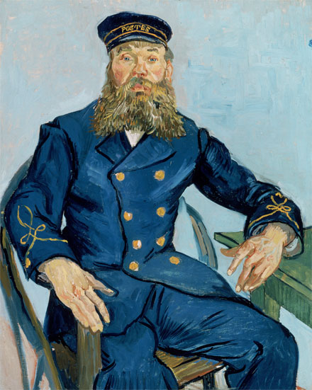 Postman Joseph Roulin, 1888, by Vincent van Gogh (Dutch, 1853–1890). Oil on canvas. Museum of Fine Arts, Boston, Gift of Robert Treat Paine, 2nd, 35.1982. Photo: © 2015, MFA, Boston