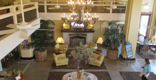 The lobby at the restored Ashland Springs Hotel. Photo: Bo Links
