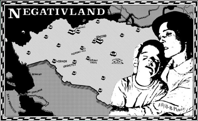Negativland, Poster Map from A Big 10-8 Place, 1983. Ink on newsprint. Courtesy of Negativland.