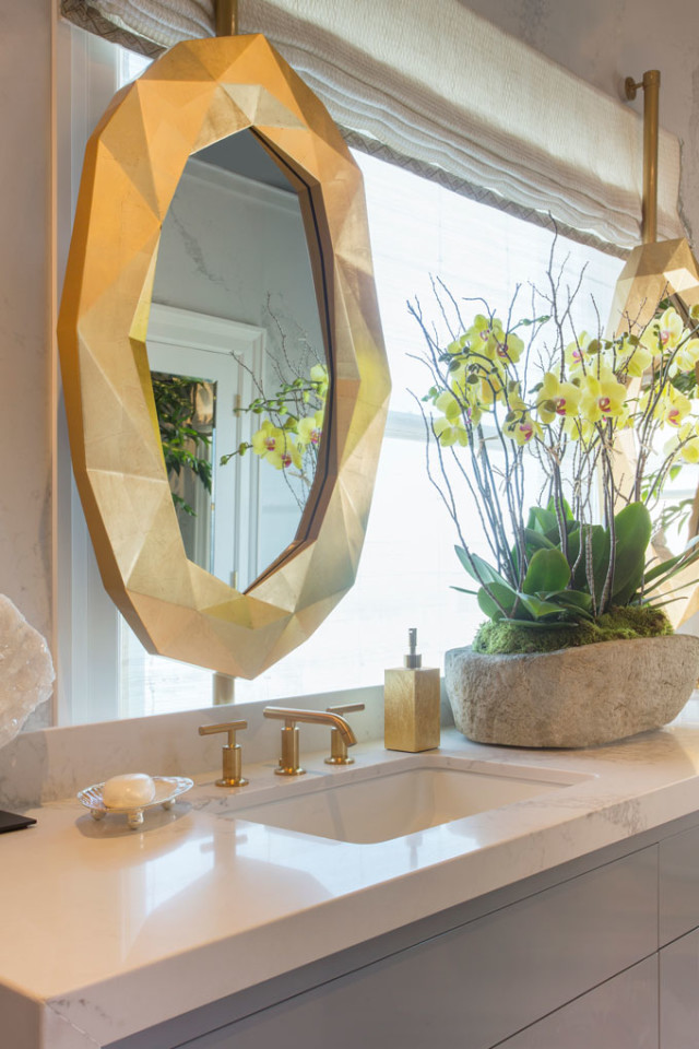 The mirrors in Cecilie Starin’s master bath sit above Kohler fixtures. Photo: Margot Hartford