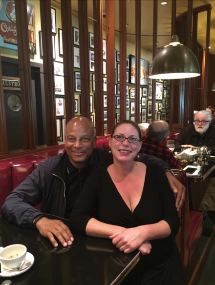 Former San Francisco 49er Ronnie Lott with Lauri DiNatale, Ernesto's winner of best waitperson, at Original Joe's.  Photo: Ernest Beyl