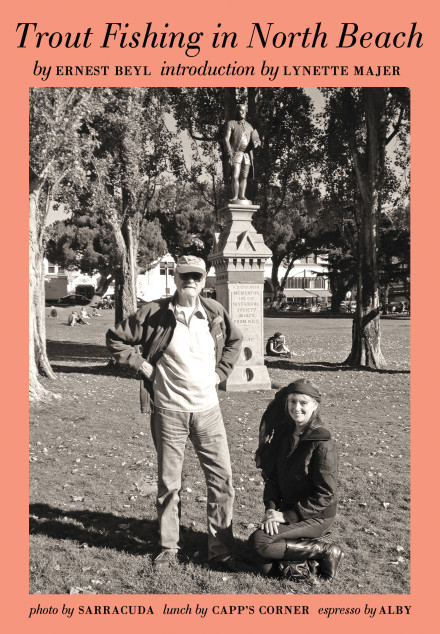 Ernie Beyl and Lynette Majer posing as Richard Brautigan and Michaela Le Grand, whom he referred to as his muse, in a mock-up of Brautigan's Trout Fishing in America. Photo: Sara Brownell