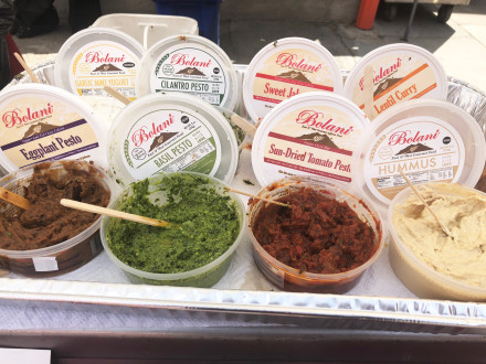 Bolani dips at North Beach Farmers Market. Photo: Susan Dyer Reynolds