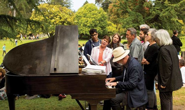 Joshua Raoul Brody performs during Flower Piano at the San Francisco Botanical Garden. Photo: Travis Lange