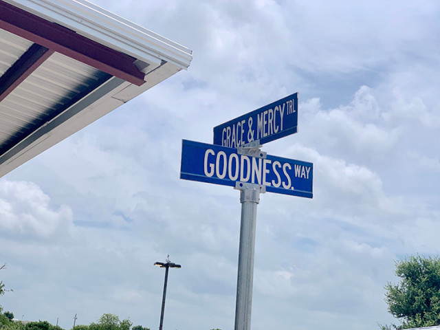 The street signs at Community First Village are all about the positive. The street signs at Community First Village are all about the positive.