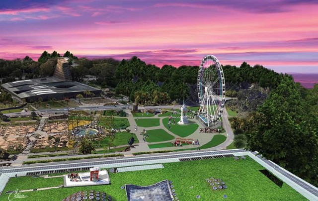 A rendering shows the 150-foot observation wheel that will open in April to mark Golden Gate Park’s 150th anniversary. PHOTO: Skystar