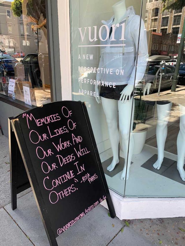 Vuori on Union Street shares words of wisdom.