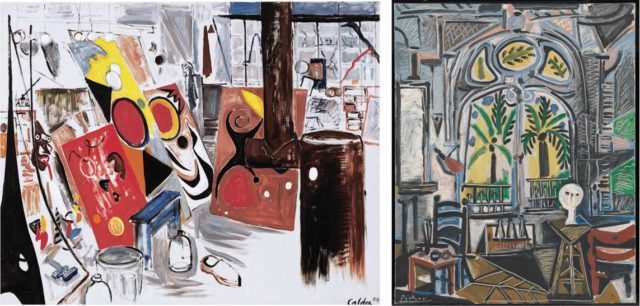 Left to right: Alexander Calder’s My Shop, 1955. Pablo Picasso’s The Studio, 1955. Images: The Fine Arts Museums of San Francisco
