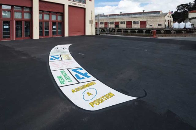 Lawrence Weiner's "Out of Sight" at Fort Mason Center. Photo: Charles Villyard, Courtesy Fort Mason Center for Arts & Culture