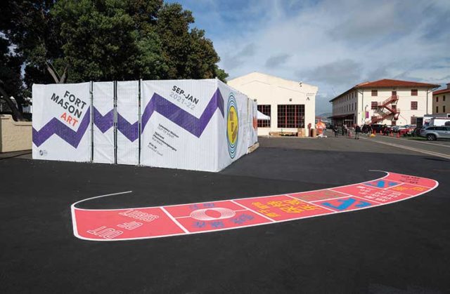 Lawrence Weiner's "Out of Sight" at Fort Mason Center. Photo: Charles Villyard, Courtesy Fort Mason Center for Arts & Culture
