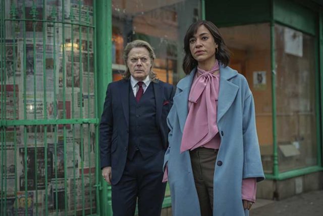 Eddie Izzard and Cush Jumbo in Stay Close. Photo: Courtesy Netflix