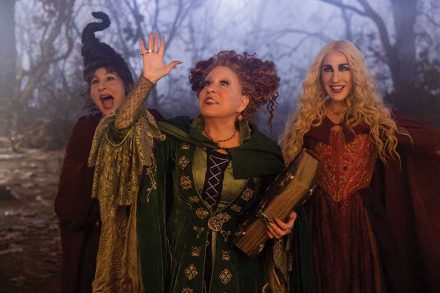 Left to right: Kathy Najimy, Bette Midler, and Sarah Jessica Parker in Hocus Pocus 2. Photo: Courtesy Walt Disney Studios