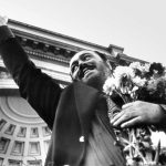 Pavarotti performing at Opera in the Park at the Music Concourse Bandshell, Golden Gate Park, 1970s. PHOTO: Courtesy of San Francisco Opera Archive